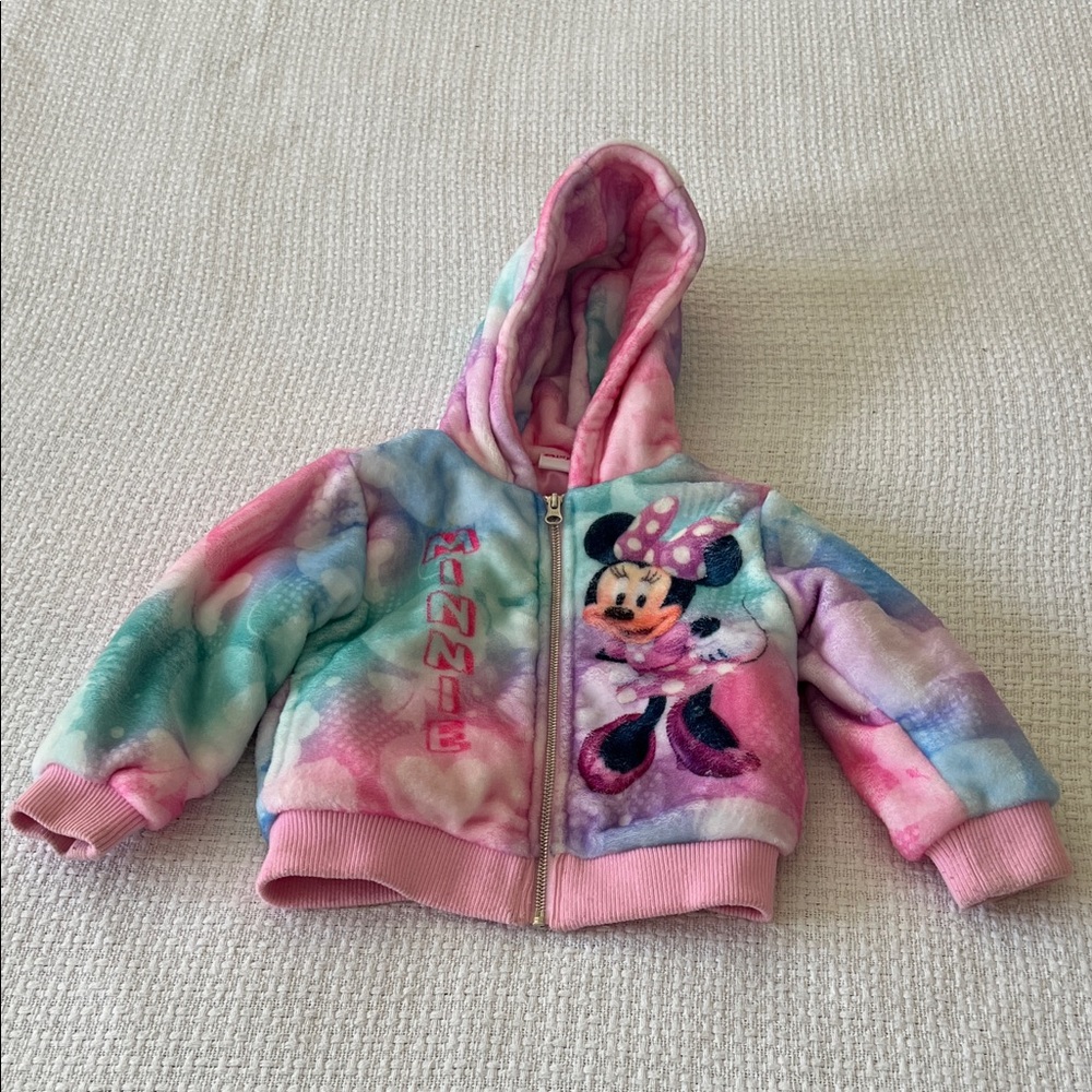 Disney Minnie Mouse Zip-up Hooded Fleece Jacket Size 3T